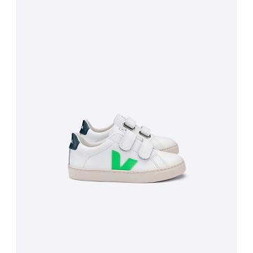 Veja ESPLAR LEATHER Sneakers Kinderen White/Green | BE 816EBC